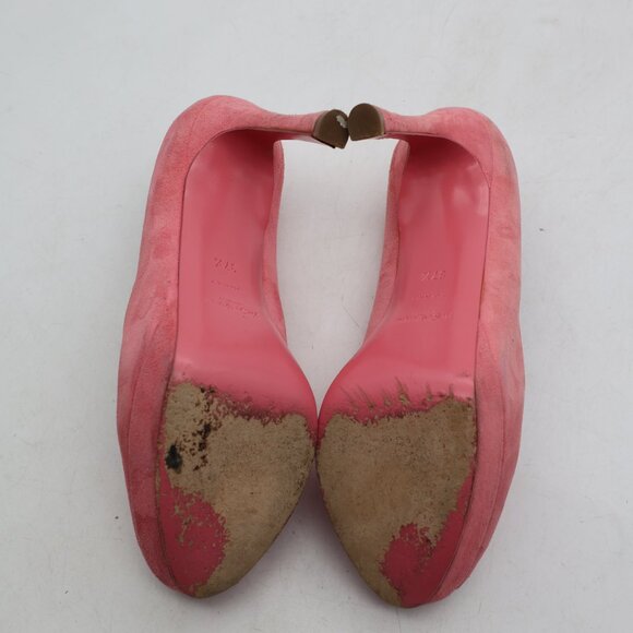 Yves Saint Laurent Women's Size EU 37.5 Light Pink Suede Peep Toe Platform Pumps - Picture 7 of 11